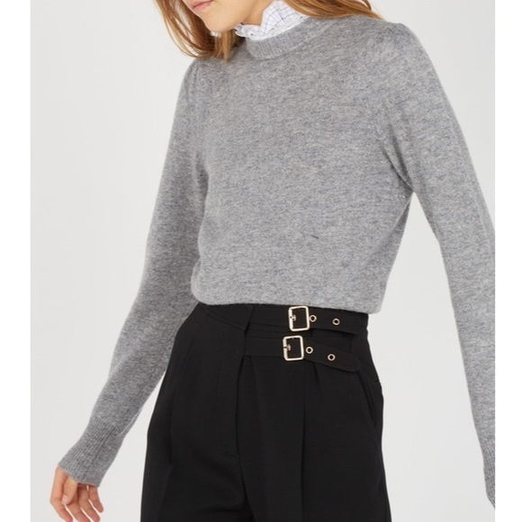 Sandro Sweaters - Sandro Carone Sweater Grey Wool Ruffle neck Small